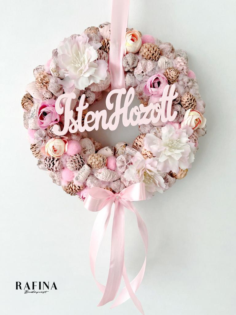 Isten hozott feliratú ajtódísz masnival, 24 cm 1