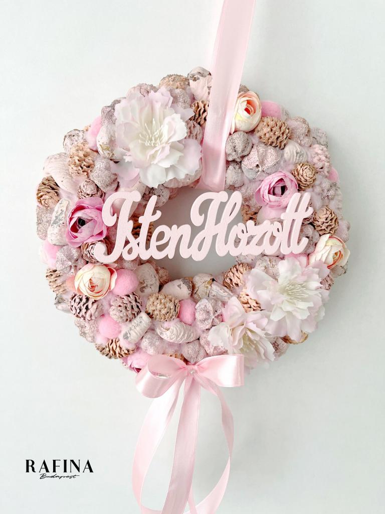 Isten hozott feliratú ajtódísz masnival, 24 cm 1