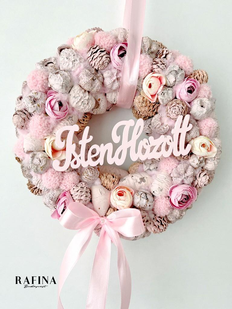 Isten hozott feliratú pasztell kopogtató masnival, 24 cm 1