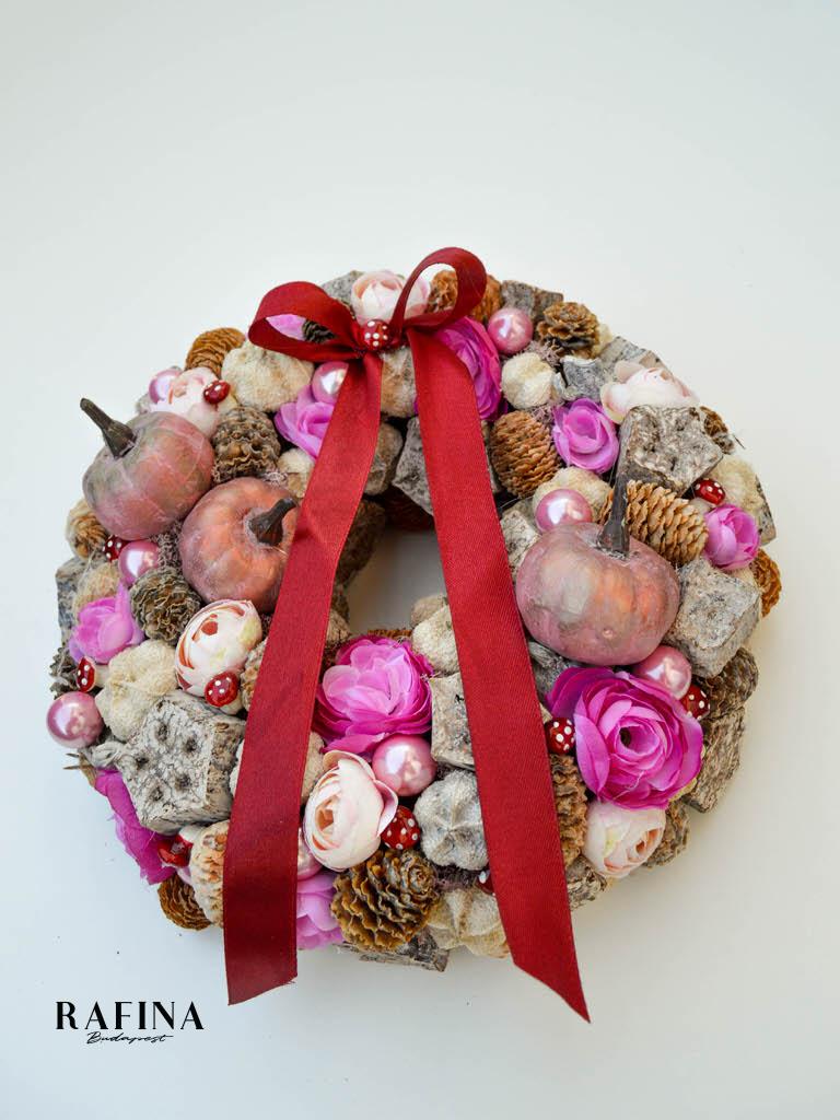 Őszi kopogtató masnival, 24cm 1