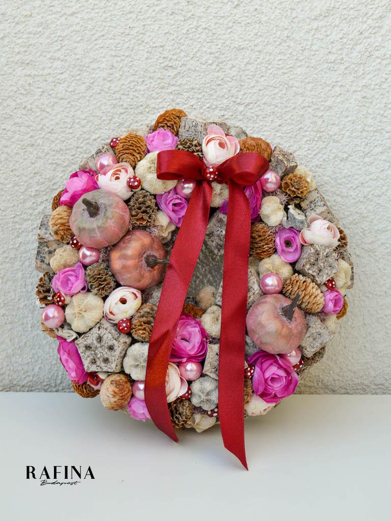 Őszi kopogtató masnival, 24cm 1