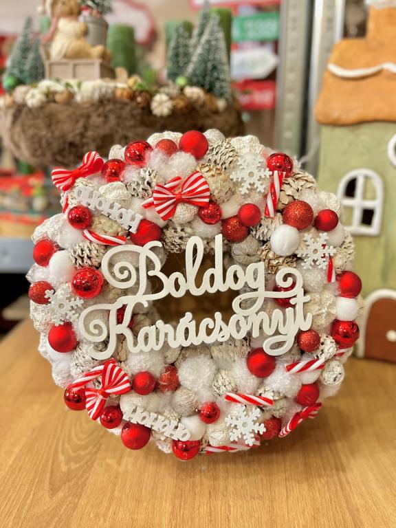 Boldog karácsonyt kopogtató, piros színű
