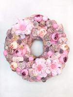Pink virágos kopogtató, 24 cm 2