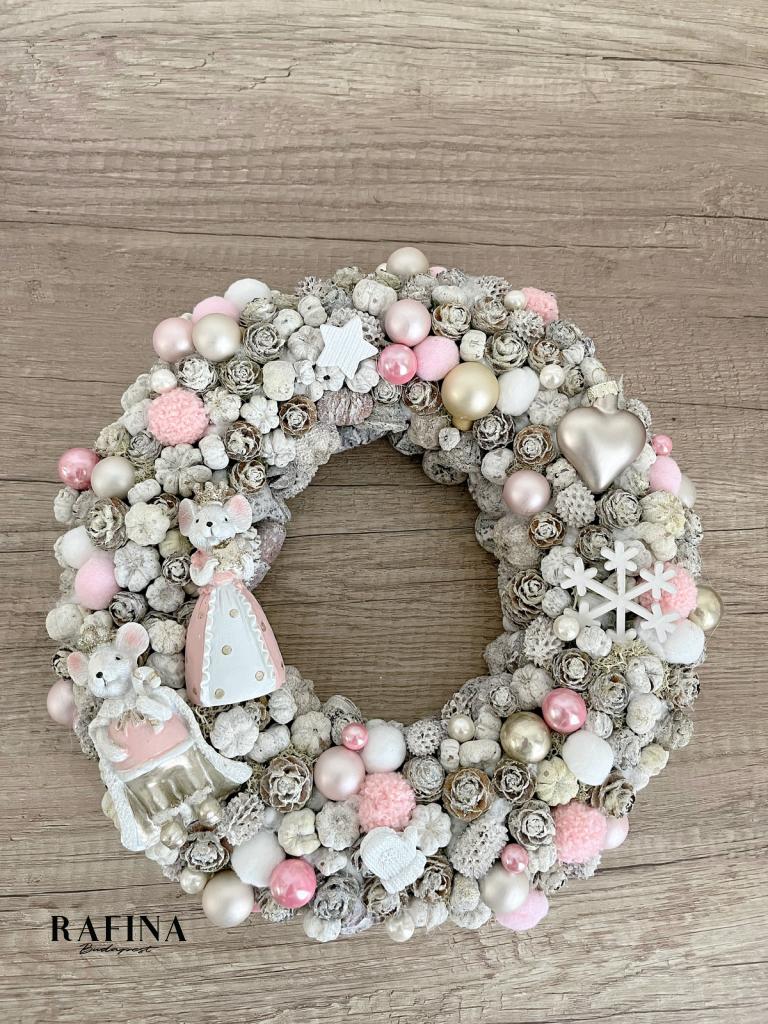 Adventi kopogtató egér királyi párral, 28cm 1