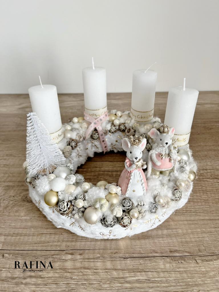 Arany ezüst egér király pár adventi koszorú 1