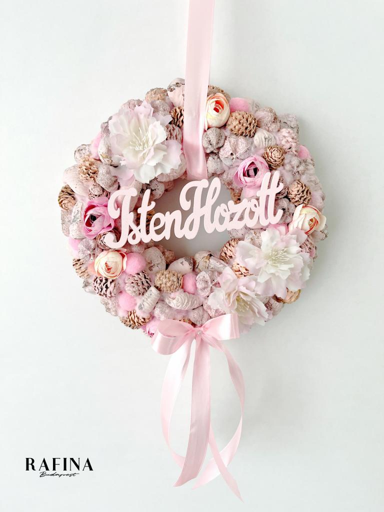 Isten hozott feliratú ajtódísz masnival, 24cm 1
