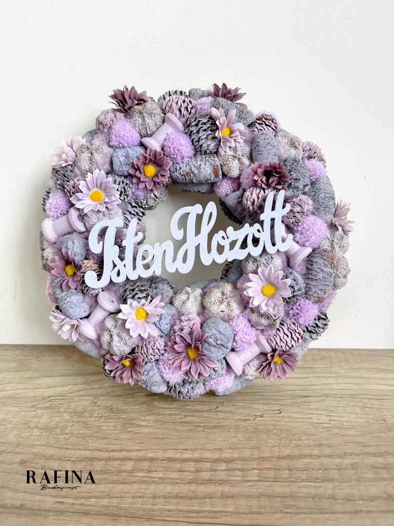 Isten hozott lila kopogtató, 24cm 1
