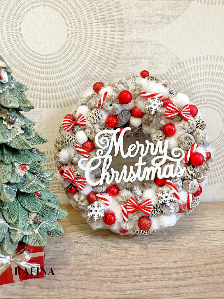 Merry Christmas kopogtató, piros színű 1
