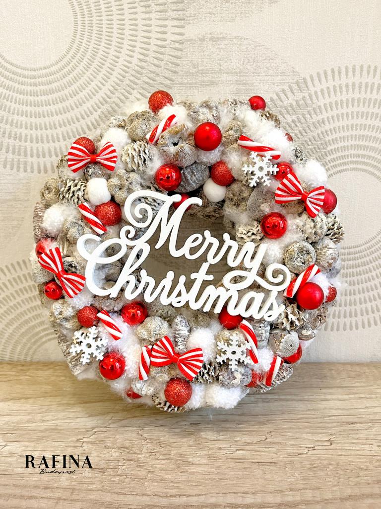 Merry Christmas kopogtató, piros színű 1