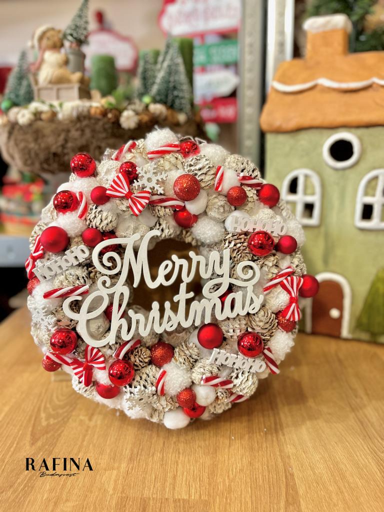 Merry Christmas kopogtató, piros színű 1