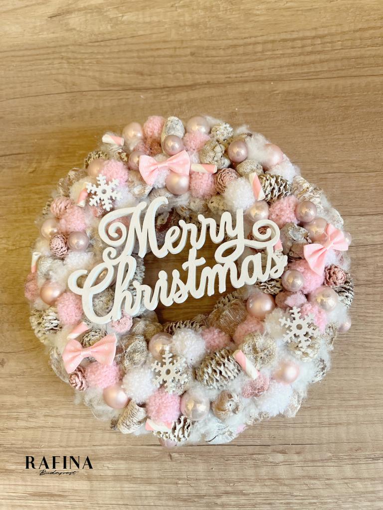 Merry Christmas kopogtató, rózsaszínű 1