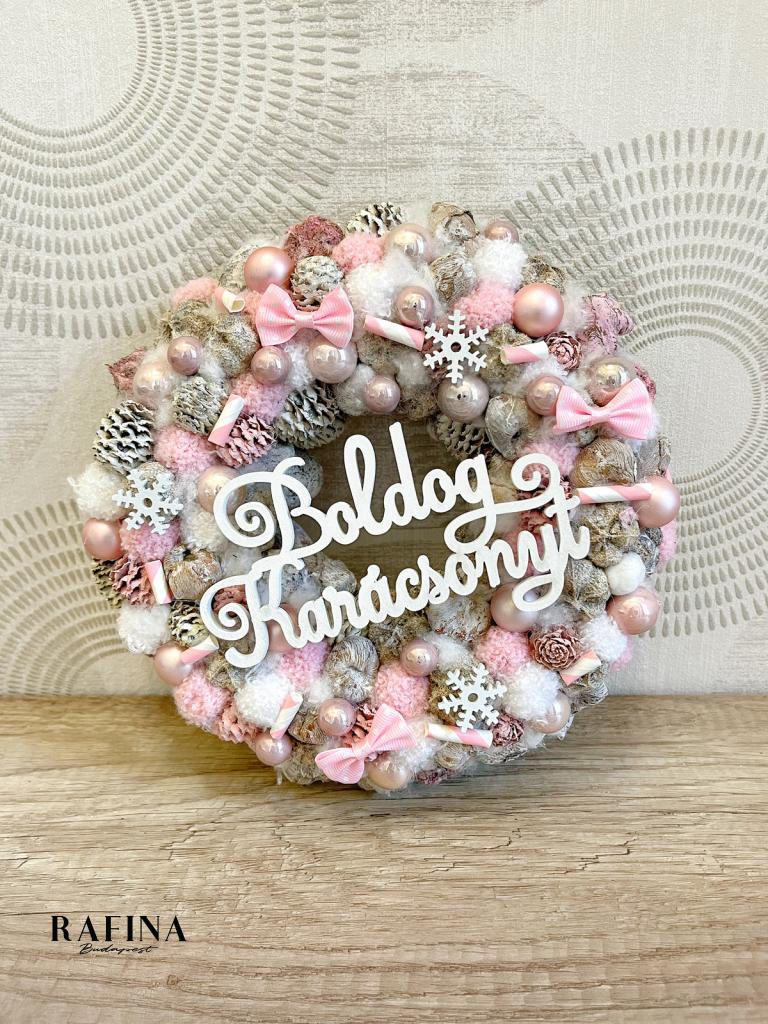 Boldog karácsonyt kopogtató, rózsaszínű 1