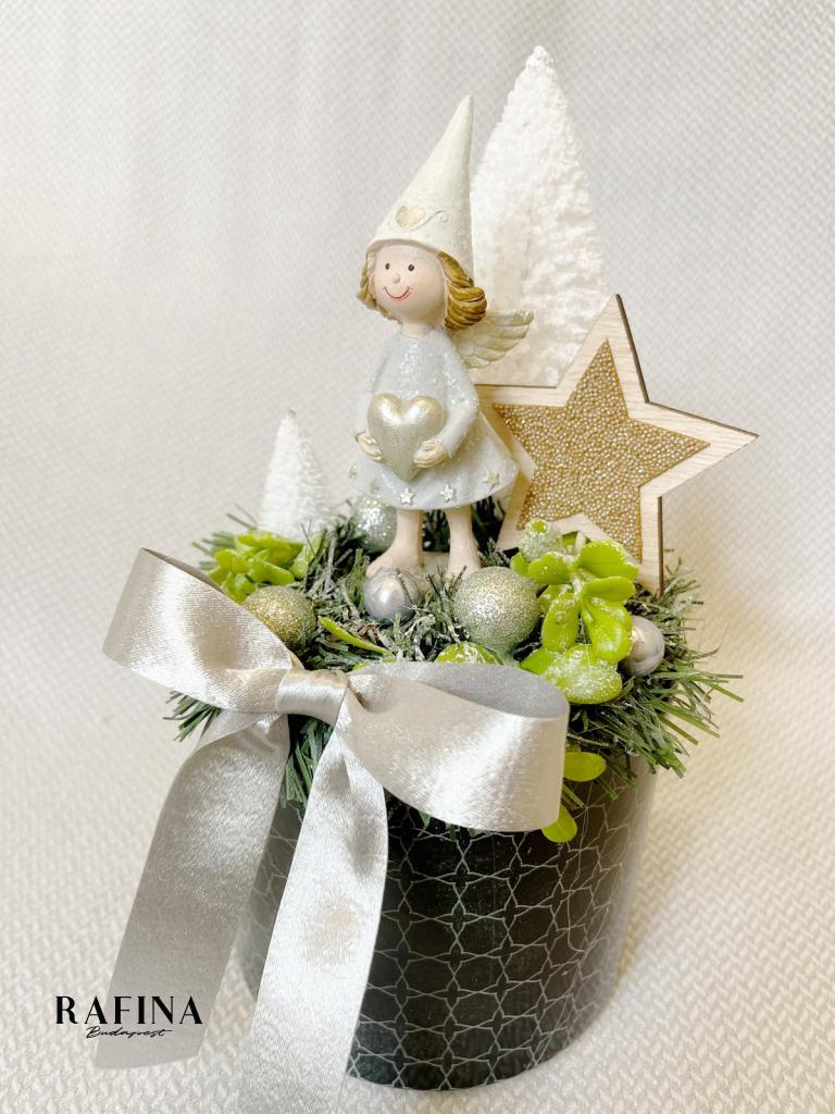 Angyal szívvel adventi asztaldísz, 27cm 1