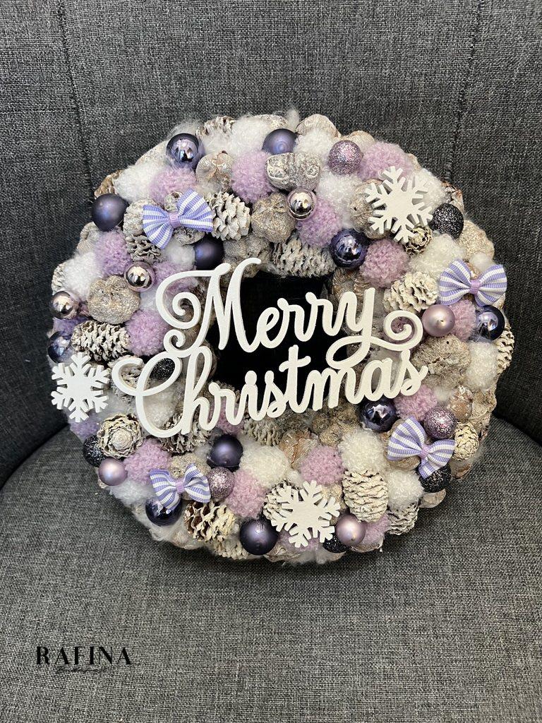 Merry Christmas kopogtató, lila színű 1