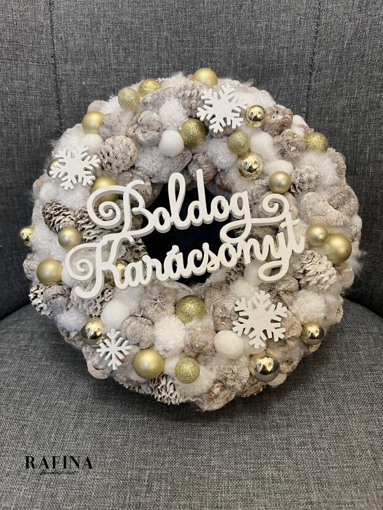 Boldog karácsonyt kopogtató, arany színű, 24cm 1