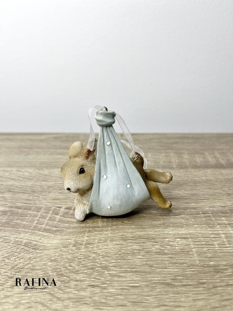 Kék felfüggeszthető dekor nyulacska 8cm 1