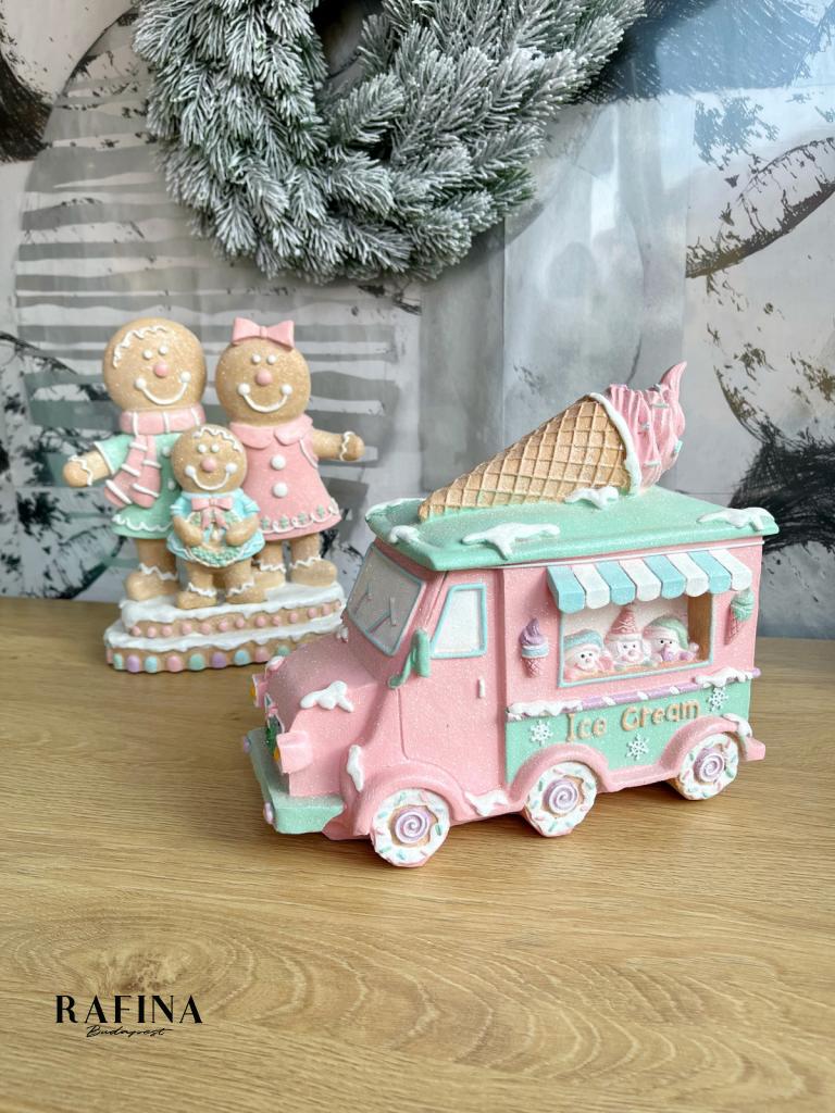 Pasztell mézeskalács jégkrémes autó 25x21cm 1