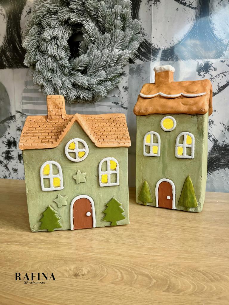 Pasztell zöld ház 28cm 1