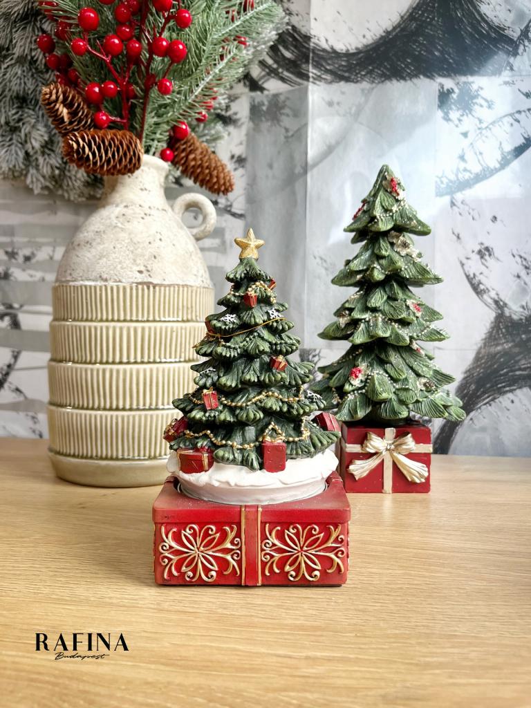 Karácsonyfa ajándékdobozon zenélő forog 19cm 1