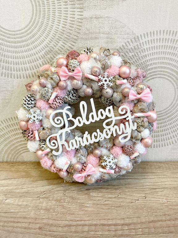 Boldog karácsonyt kopogtató, rózsaszínű