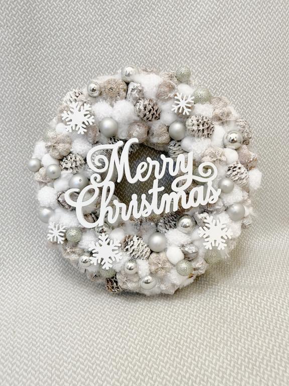 Merry christmas kopogtató, ezüst színű