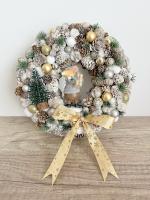 NULLA Fehér-arany-szürke adventi kopogató egérrel, 23cm 1