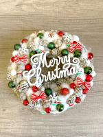 Merry Christmas kopogtató, piros zöld színű 3