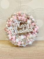 Merry Christmas kopogtató, rózsaszínű 1