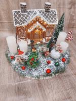Mézeskalácsház adventi koszorú egérrel 3