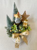 Egér ajándékkal adventi asztaldísz, 25cm 3