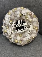 Boldog karácsonyt kopogtató, arany színű, 24cm 2