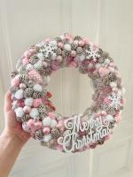 Merry Christmas kopogtató, rózsaszínű - nagy méret 3