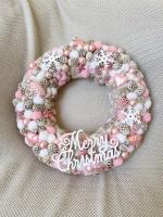 Merry Christmas kopogtató, rózsaszínű - nagy méret 4