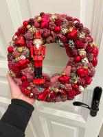 Bordó diótörős adventi kopogtató 31cm 3