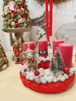 Adventi koszorú síelő egérrel piros színű 4
