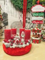 Adventi koszorú egérpárral piros színű 1