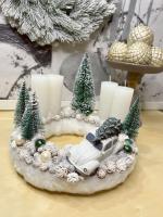 Adventi koszorú fehér autóval 4