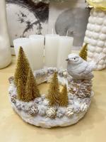 Adventi koszorú arany-fehér madárral 4