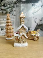 Mézeskalács templom Led-es 9x23,5cm világítós 2