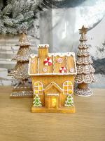 Mézeskalács házikó Led-es 14x23cm világítós 1
