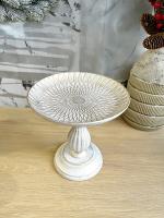 Tányéros talpas tál antikolt fehér arany 20x19cm 1