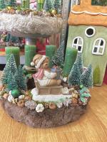 Adventi koszorú szánkózó macival, zöld-barna, 28cm 4