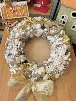 Adventi kopogtató diótörővel és vonattal, fehér-arany, 34cm 1