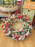Adventi kopogtató diótörővel és vonattal, piros-zöld, 34cm 3